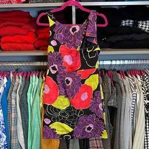 Leifsdottir black/red/purple silk blend sleeveless lined dress size 4